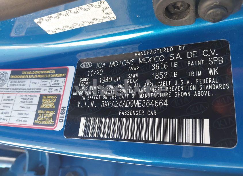 Photo 9 of 2021 Kia Rio S (VIN 3KPA24AD9ME364664)