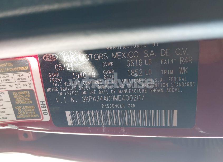 Photo 9 of 2021 Kia Rio S (VIN 3KPA24AD9ME400207)