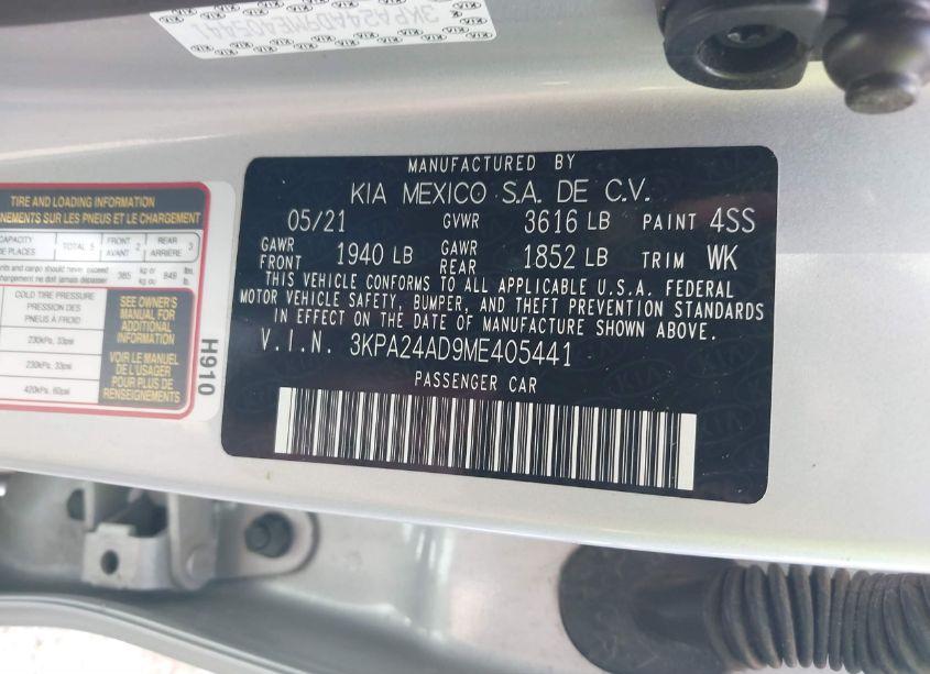 Photo 9 of 2021 Kia Rio S (VIN 3KPA24AD9ME405441)