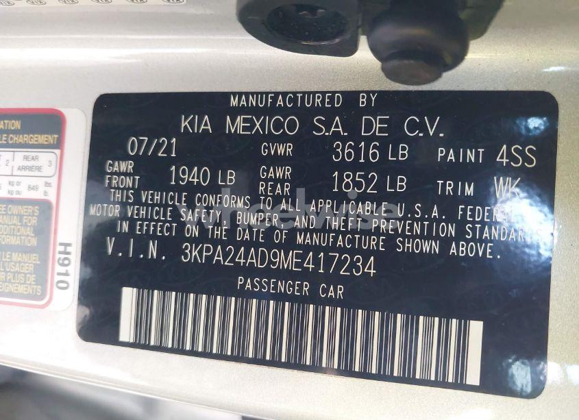 Photo 9 of 2021 Kia Rio S (VIN 3KPA24AD9ME417234)