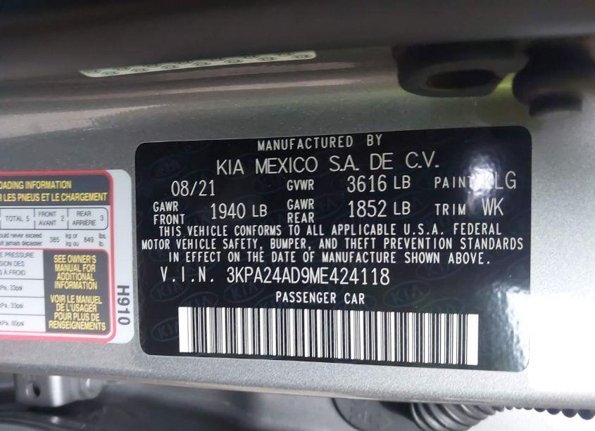 Photo 9 of 2021 Kia Rio S (VIN 3KPA24AD9ME424118)