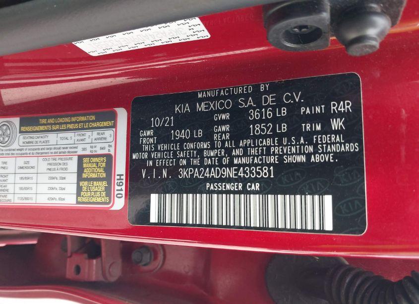 Photo 9 of 2022 Kia Rio S (VIN 3KPA24AD9NE433581)