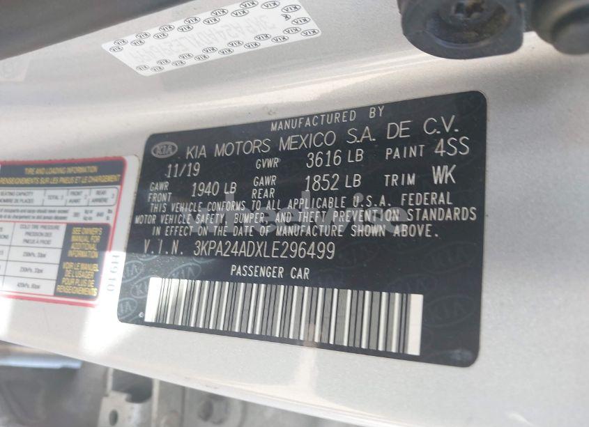 Photo 9 of 2020 Kia Rio LX (VIN 3KPA24ADXLE296499)