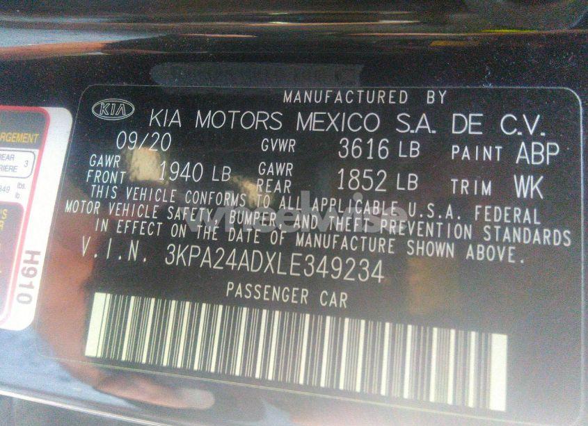 Photo 9 of 2020 Kia Rio S (VIN 3KPA24ADXLE349234)