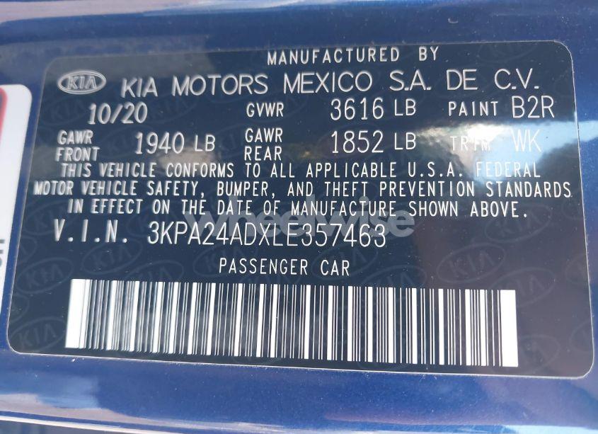Photo 9 of 2020 Kia Rio S (VIN 3KPA24ADXLE357463)