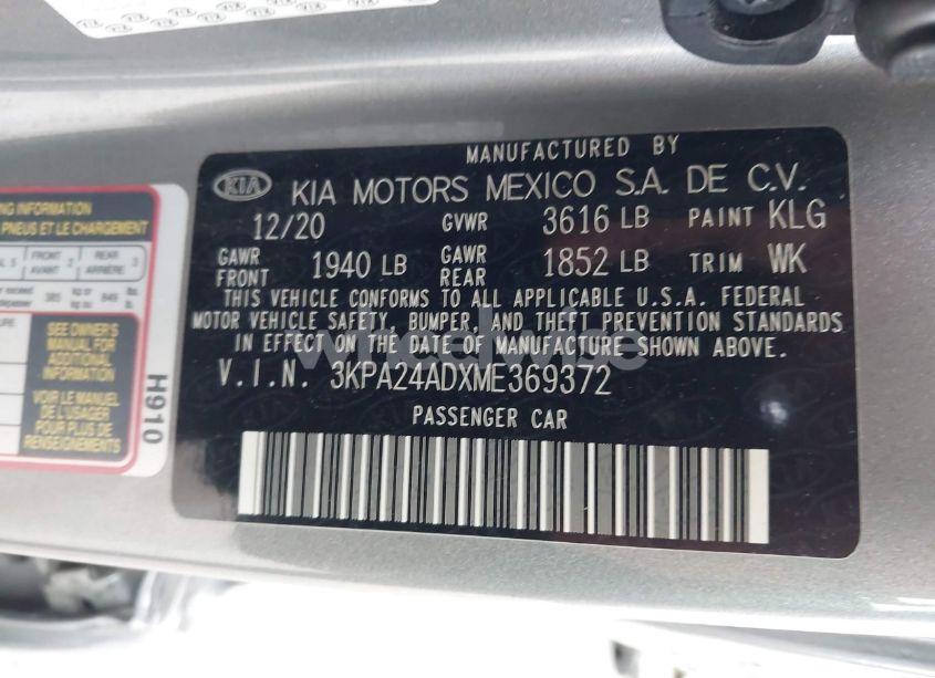 Photo 9 of 2021 Kia Rio S (VIN 3KPA24ADXME369372)