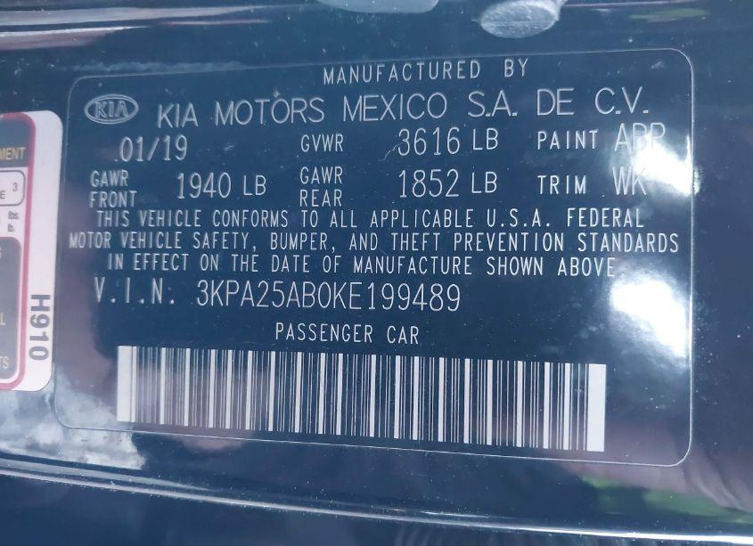 Photo 9 of 2019 Kia Rio 5-DOOR S (VIN 3KPA25AB0KE199489)