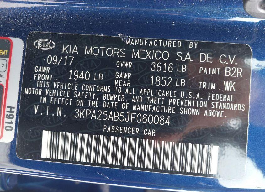 Photo 9 of 2018 Kia Rio S (VIN 3KPA25AB5JE060084)