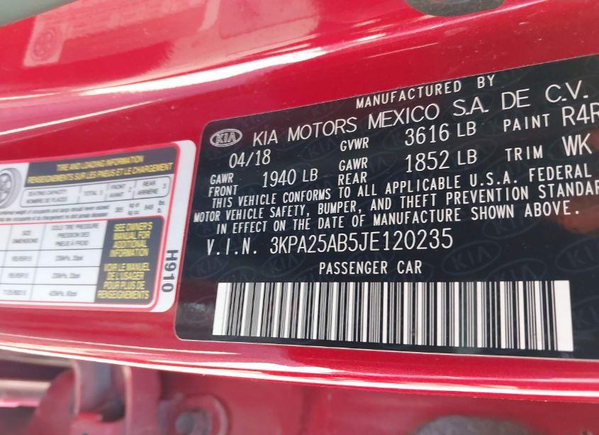 Photo 9 of 2018 Kia Rio S (VIN 3KPA25AB5JE120235)