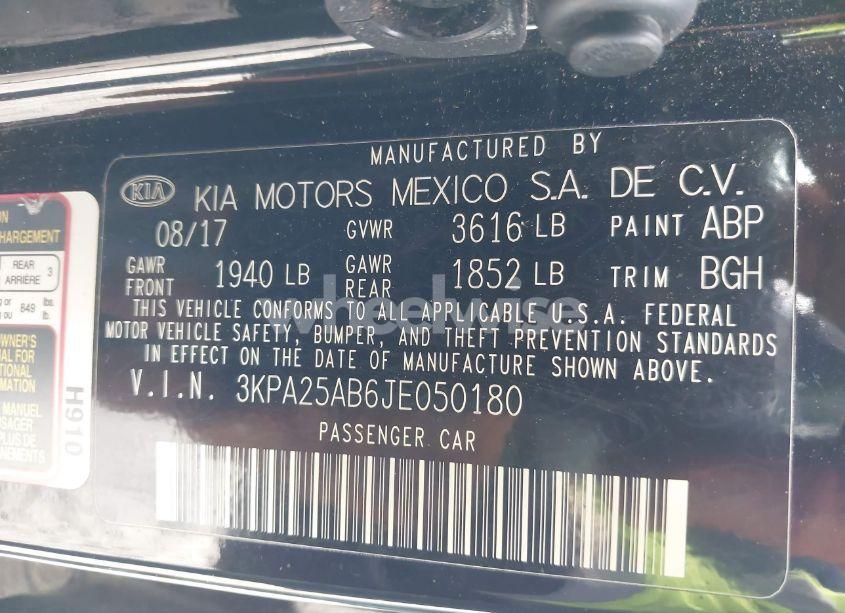 Photo 9 of 2018 Kia Rio S (VIN 3KPA25AB6JE050180)