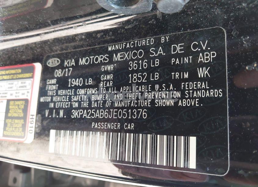 Photo 9 of 2018 Kia Rio LX (VIN 3KPA25AB6JE051376)