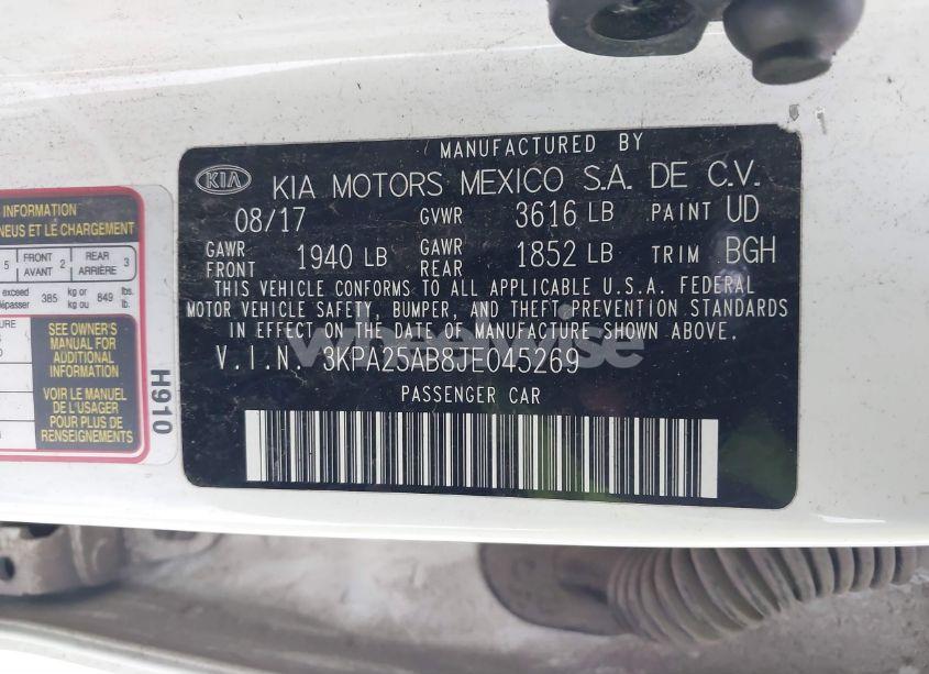 Photo 9 of 2018 Kia Rio LX (VIN 3KPA25AB8JE045269)