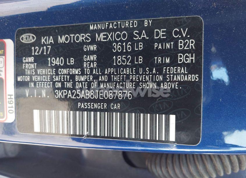 Photo 9 of 2018 Kia Rio S (VIN 3KPA25AB8JE087876)