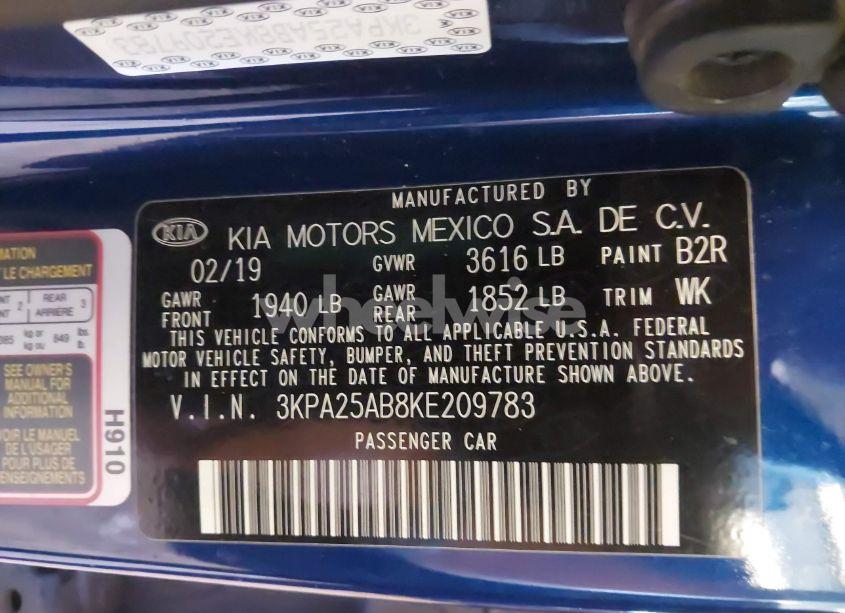 Photo 9 of 2019 Kia Rio 5-DOOR S (VIN 3KPA25AB8KE209783)