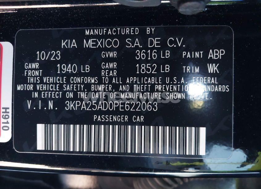 Photo 9 of 2023 Kia Rio 5-DOOR S (VIN 3KPA25AD0PE622063)