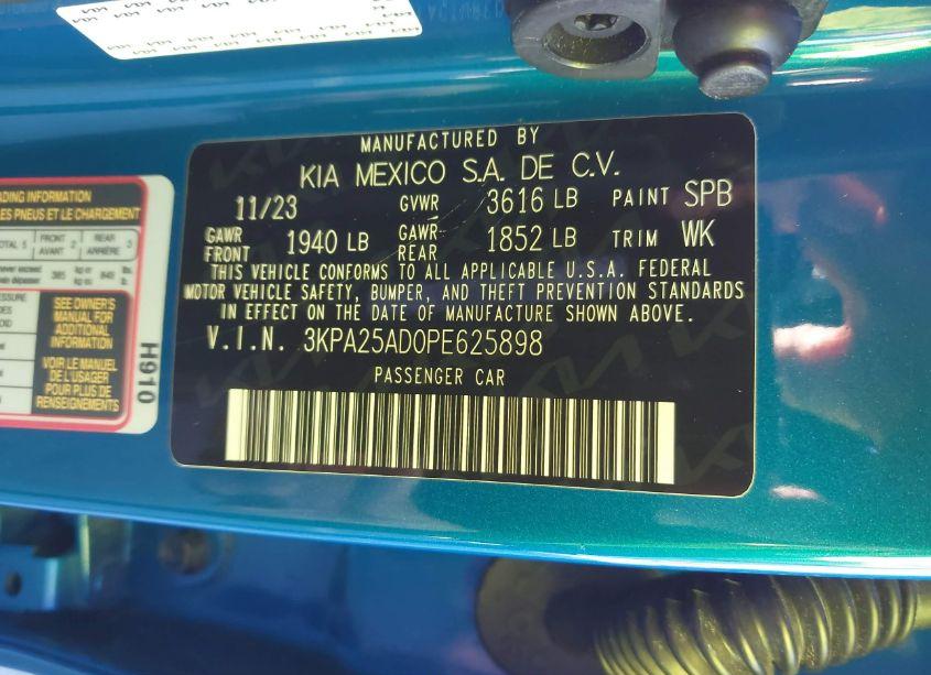 Photo 9 of 2023 Kia Rio 5-DOOR S (VIN 3KPA25AD0PE625898)