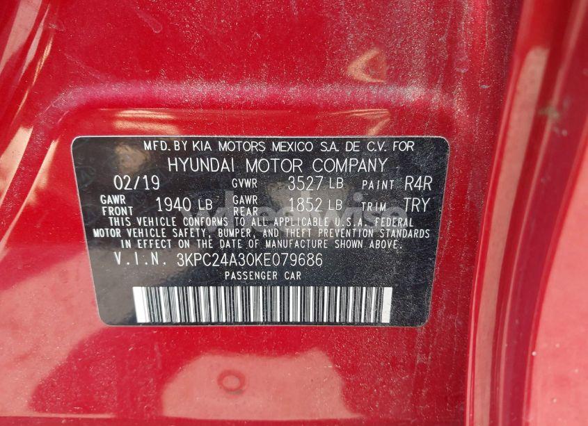 Photo 9 of 2019 Hyundai Accent SE (VIN 3KPC24A30KE079686)