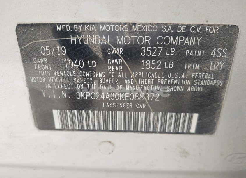 Photo 9 of 2019 Hyundai Accent SE (VIN 3KPC24A30KE088372)