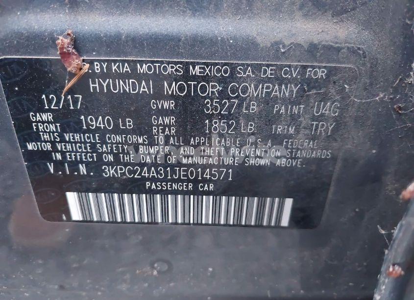 Photo 9 of 2018 Hyundai Accent SE (VIN 3KPC24A31JE014571)