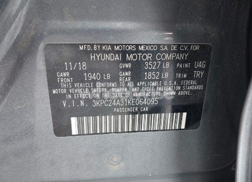 Photo 9 of 2019 Hyundai Accent SE (VIN 3KPC24A31KE064095)