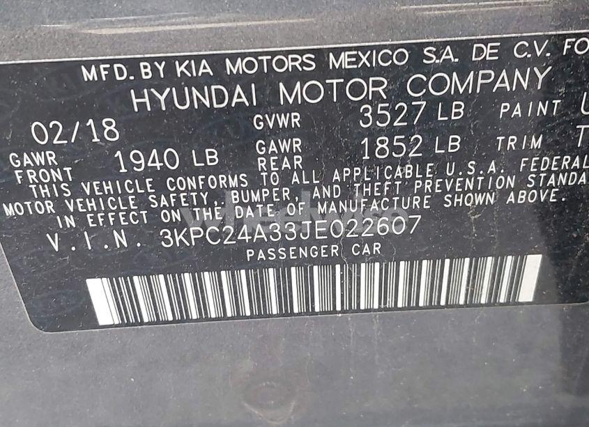 Photo 9 of 2018 Hyundai Accent SE (VIN 3KPC24A33JE022607)