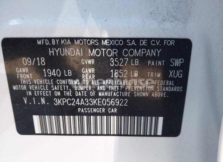 Photo 9 of 2019 Hyundai Accent SE (VIN 3KPC24A33KE056922)