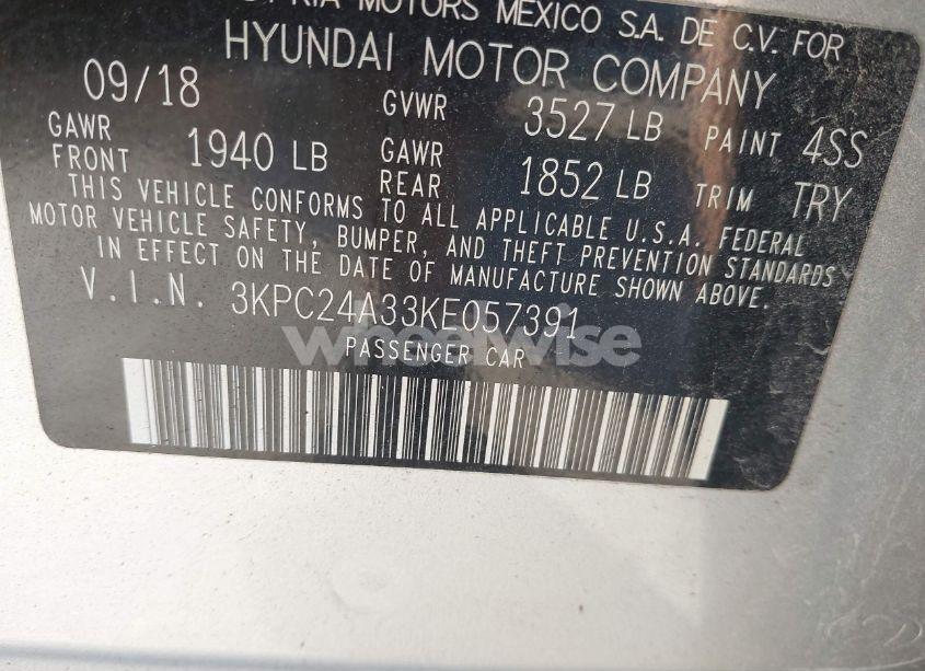 Photo 9 of 2019 Hyundai Accent SEL (VIN 3KPC24A33KE057391)