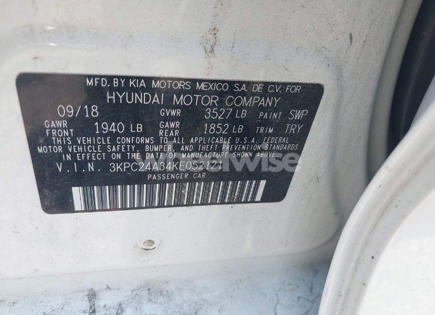 Photo 9 of 2019 Hyundai Accent SE (VIN 3KPC24A34KE052121)