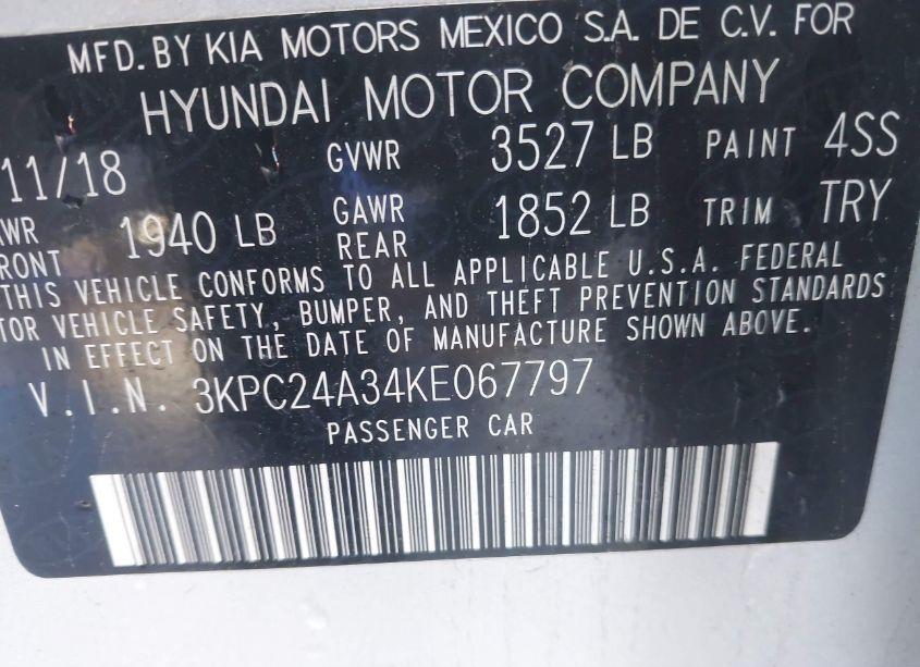 Photo 9 of 2019 Hyundai Accent SE (VIN 3KPC24A34KE067797)