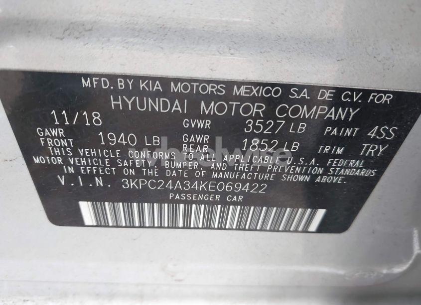 Photo 9 of 2019 Hyundai Accent SEL (VIN 3KPC24A34KE069422)