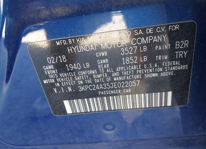 Photo 9 of 2018 Hyundai Accent SE (VIN 3KPC24A35JE022057)