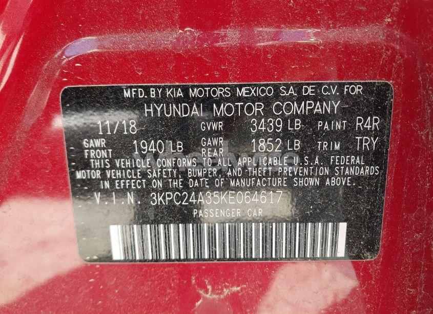 Photo 9 of 2019 Hyundai Accent SE (VIN 3KPC24A35KE064617)