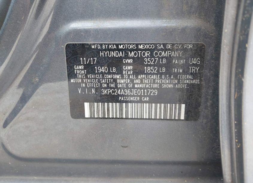 Photo 9 of 2018 Hyundai Accent SE (VIN 3KPC24A36JE011729)