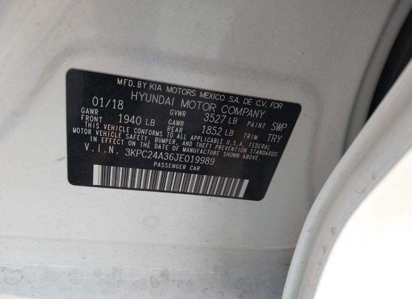 Photo 9 of 2018 Hyundai Accent SE (VIN 3KPC24A36JE019989)