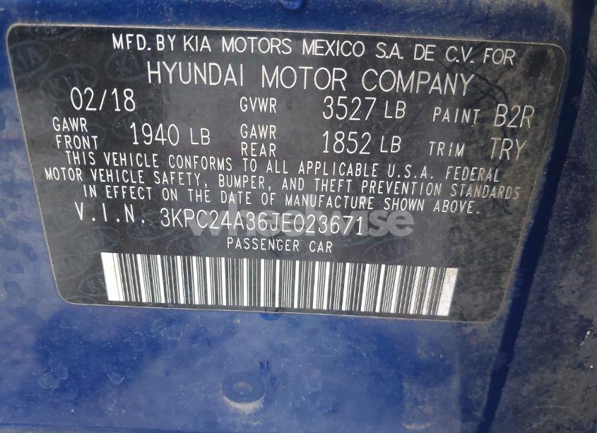 Photo 9 of 2018 Hyundai Accent SE (VIN 3KPC24A36JE023671)