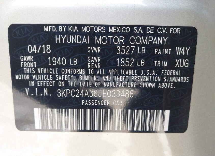 Photo 9 of 2018 Hyundai Accent SE (VIN 3KPC24A36JE033486)