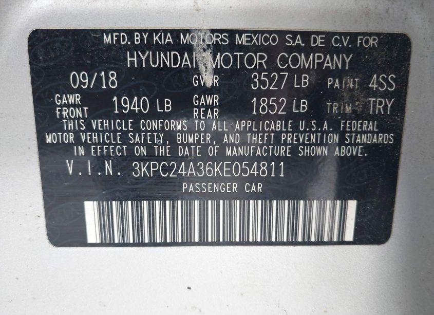 Photo 9 of 2019 Hyundai Accent SE (VIN 3KPC24A36KE054811)