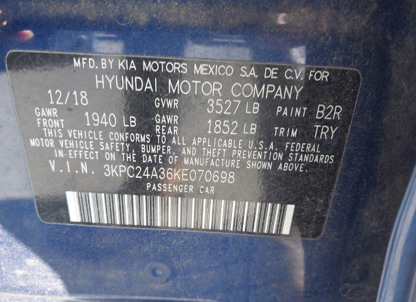 Photo 9 of 2019 Hyundai Accent SE (VIN 3KPC24A36KE070698)