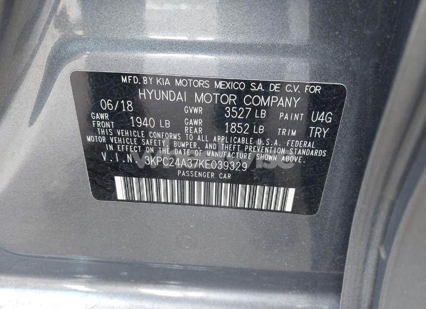 Photo 9 of 2019 Hyundai Accent SE (VIN 3KPC24A37KE039329)