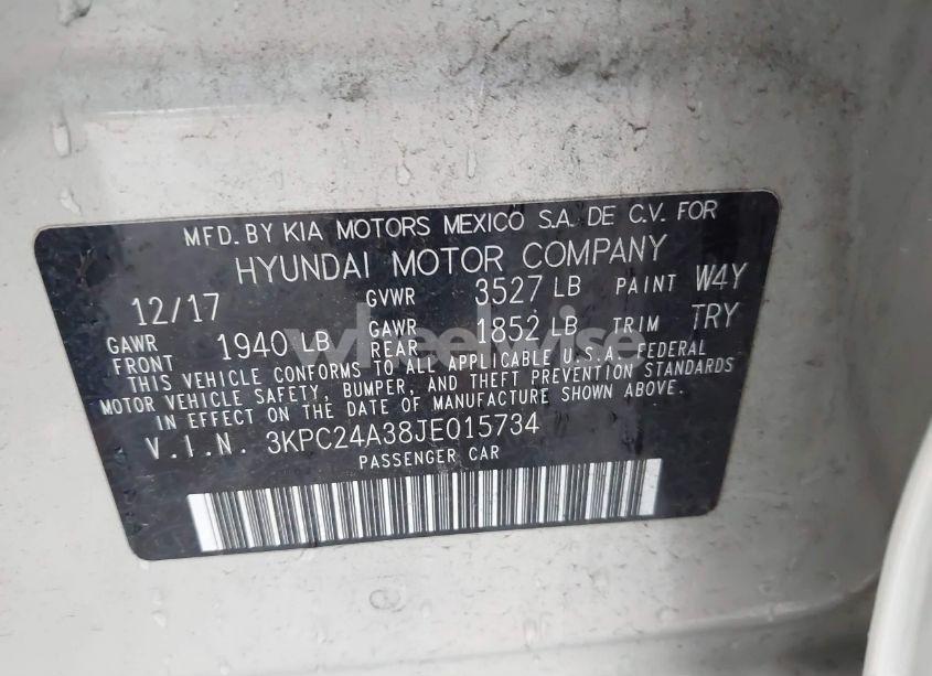 Photo 9 of 2018 Hyundai Accent SE (VIN 3KPC24A38JE015734)