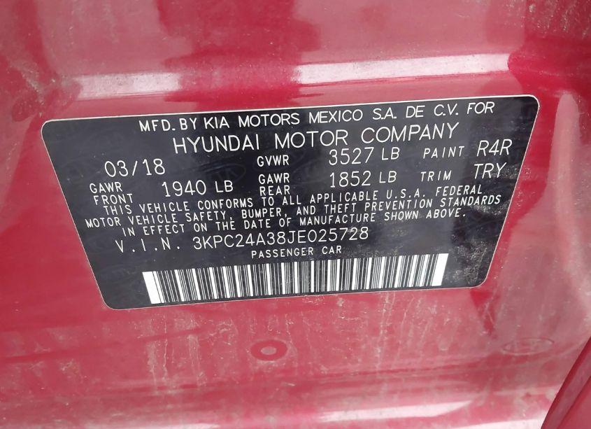 Photo 9 of 2018 Hyundai Accent SE (VIN 3KPC24A38JE025728)