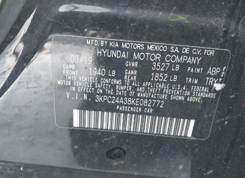 Photo 9 of 2019 Hyundai Accent SE (VIN 3KPC24A38KE082772)