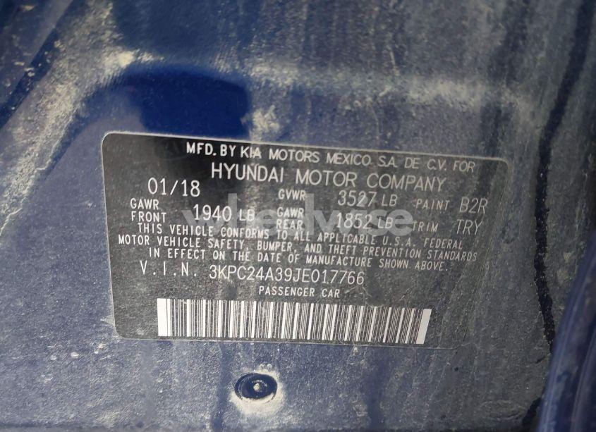 Photo 9 of 2018 Hyundai Accent SE (VIN 3KPC24A39JE017766)