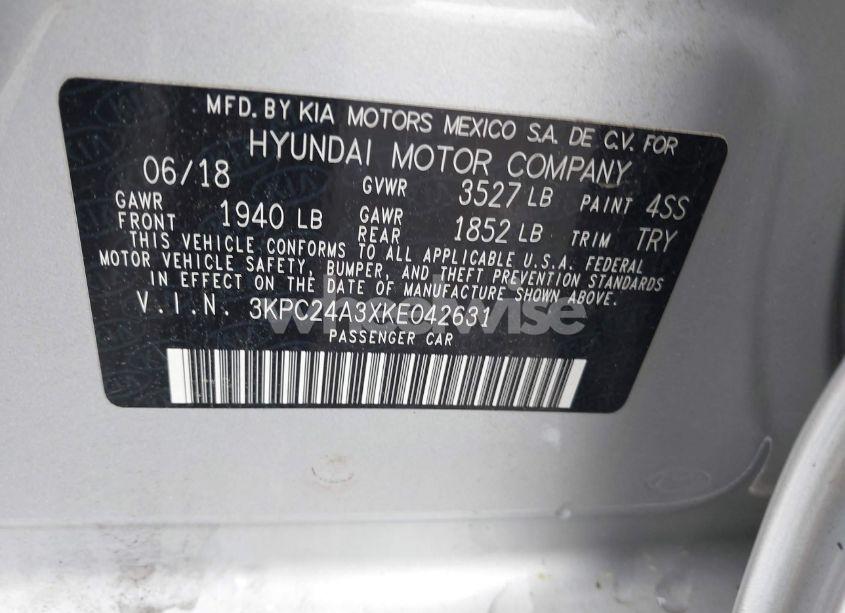 Photo 9 of 2019 Hyundai Accent SE (VIN 3KPC24A3XKE042631)