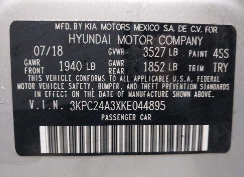 Photo 9 of 2019 Hyundai Accent SE (VIN 3KPC24A3XKE044895)