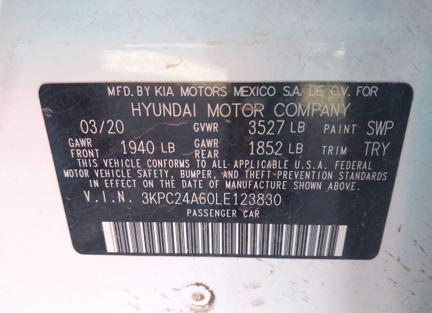 Photo 9 of 2020 Hyundai Accent SE (VIN 3KPC24A60LE123830)