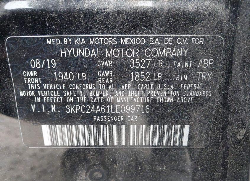 Photo 9 of 2020 Hyundai Accent SE (VIN 3KPC24A61LE099716)