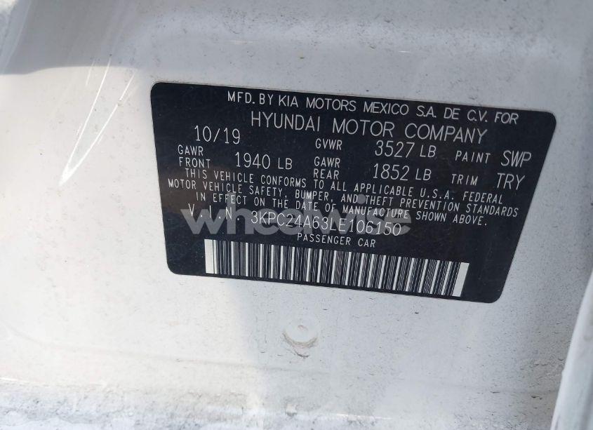 Photo 9 of 2020 Hyundai Accent SE (VIN 3KPC24A63LE106150)