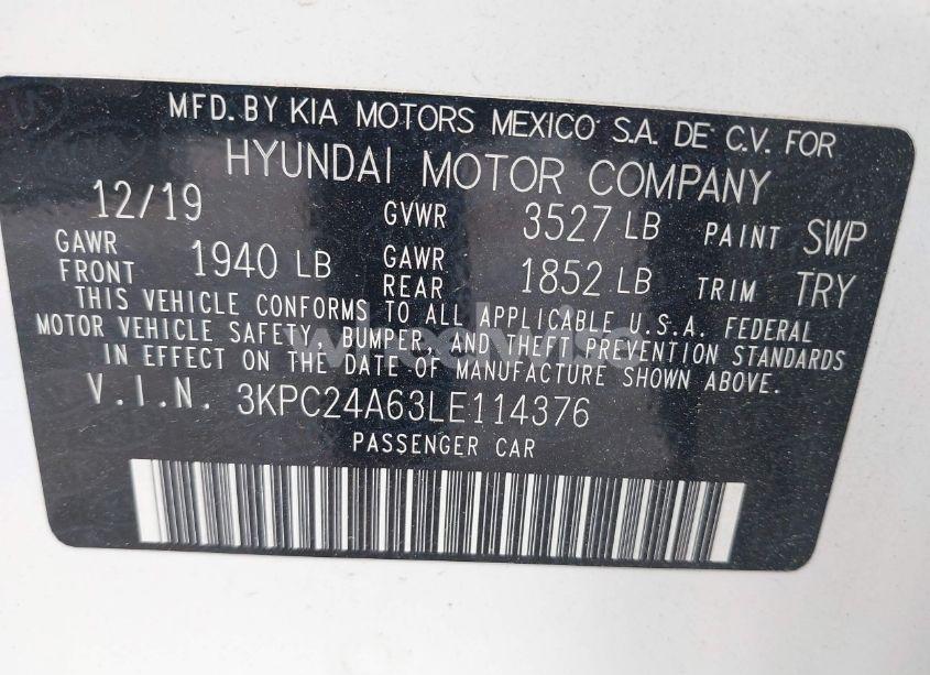 Photo 9 of 2020 Hyundai Accent SE (VIN 3KPC24A63LE114376)