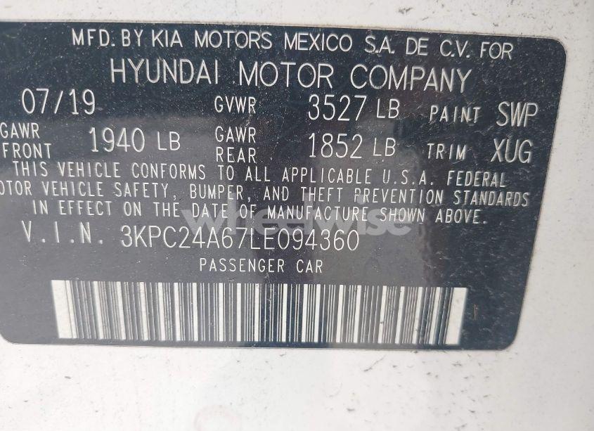 Photo 9 of 2020 Hyundai Accent SE (VIN 3KPC24A67LE094360)